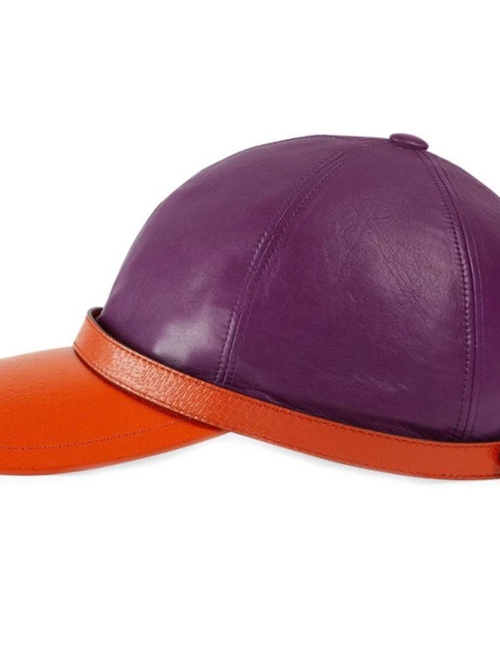 Gucci Two-Tone Purple and Orange Leather Cap 100 % Authentic - Picture 3 of 16